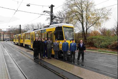 Die Modellstraßenbahn während der Führungen